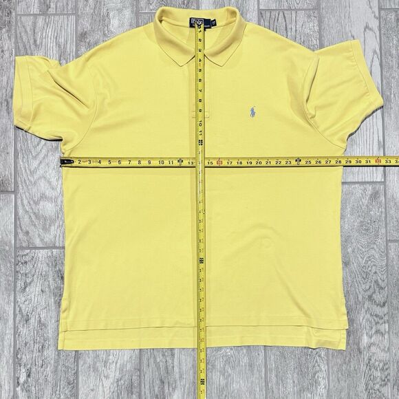 Polo Ralph Lauren Shirt Mens 2XB Yellow Soft Touch Blue Pony Golf Shirt - Picture 5 of 9